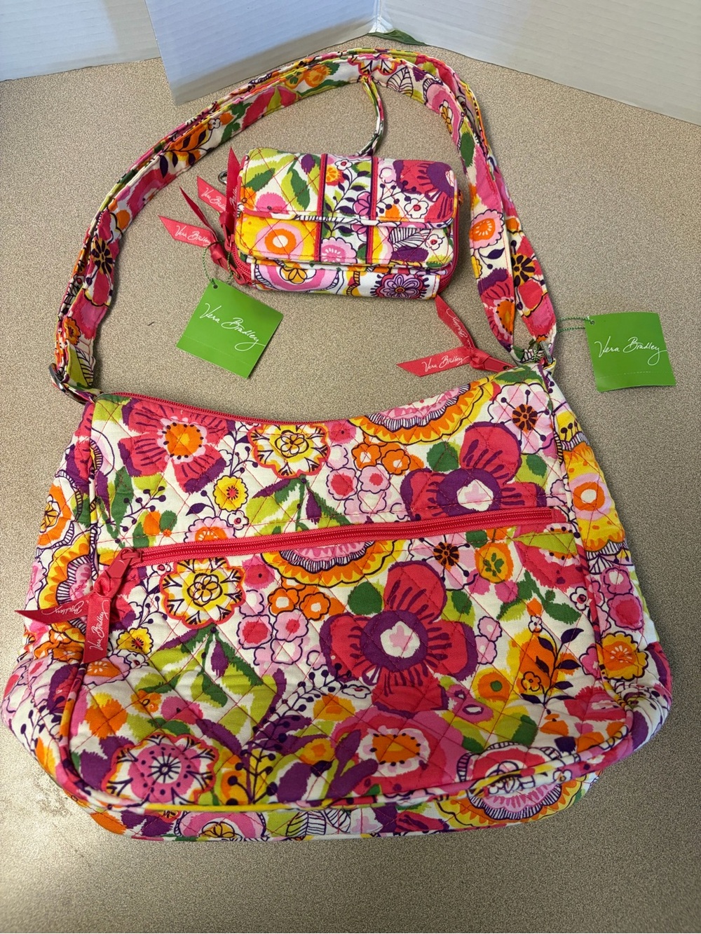 NWT Vera Bradley Clementine Quilted Shoulder Bag Purse & Matching Wallet Retired